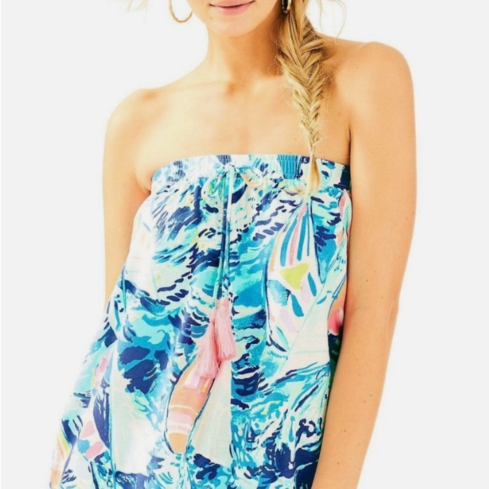 Lilly Pulitzer Palma Tube Top In Sparkling Blue Hey Bay Bay, XS